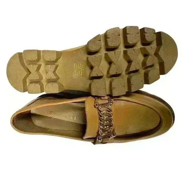 Gems Chunky Lug Sole Platform Leather Moccasins Loafers Size 9| Cream/Tan - Picture 5 of 9